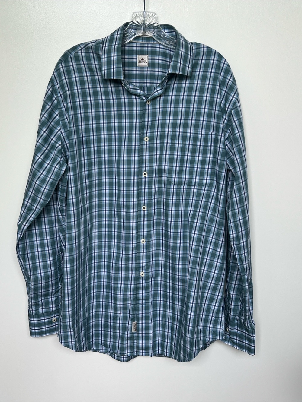 Peter Millar Green, blue and White Plaid Button-Down Shirt